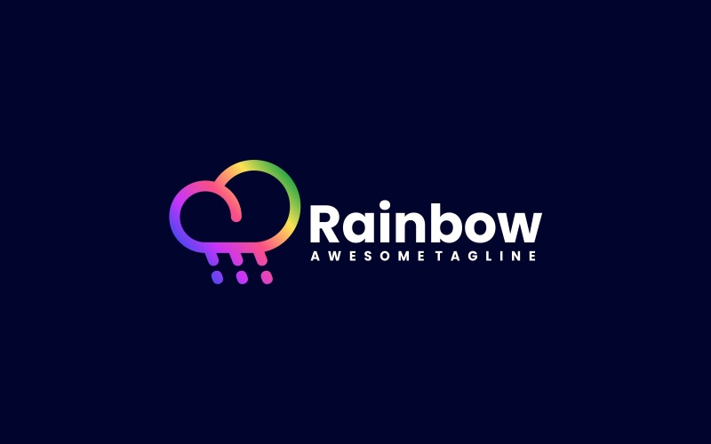 Rainbow Cloud Line Art Logo Style Logo Template