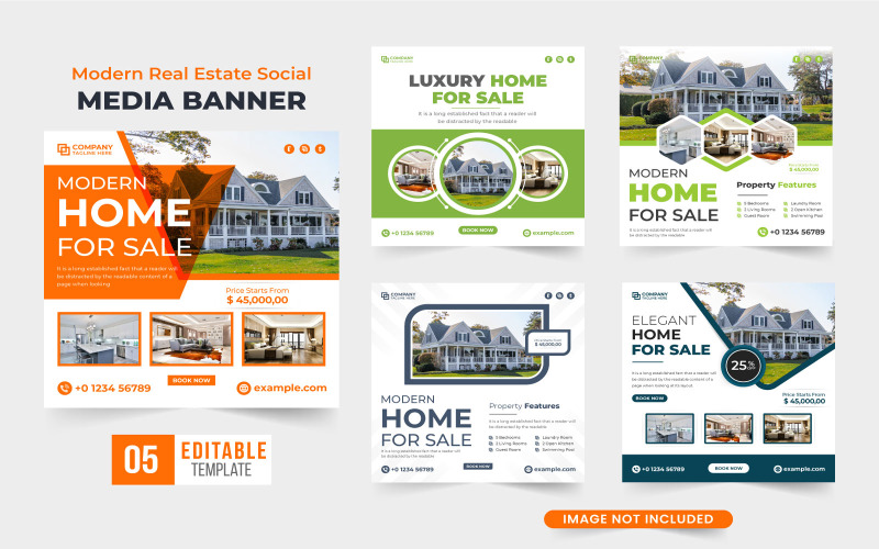 Real estate home sale template vector Social Media