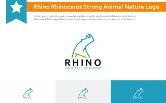Rhino Rhinoceros Strong Wild Animal Nature Line Style Logo