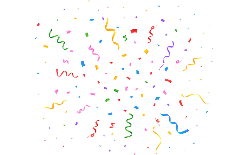 Colorful Confetti and Ribbon Explosion Illustration