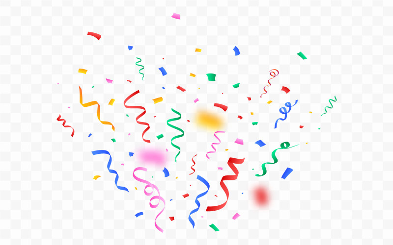 Confetti Blast with Colorful Ribbon Foil Illustration
