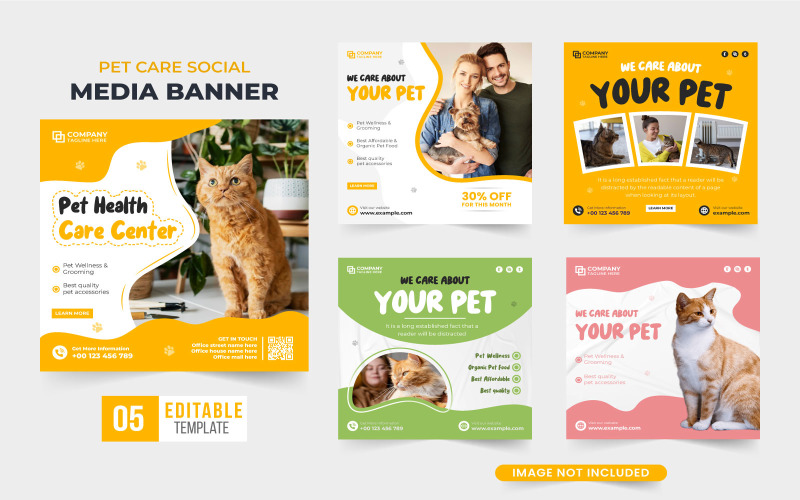 Pet care service template collection Social Media