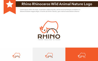Rhino Rhinoceros Wild Animal Nature Abstract Line Logo