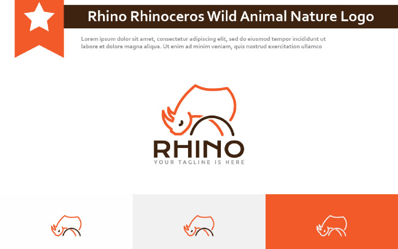 Rhino Rhinoceros Wild Animal Nature Abstract Line Logo Logo Template