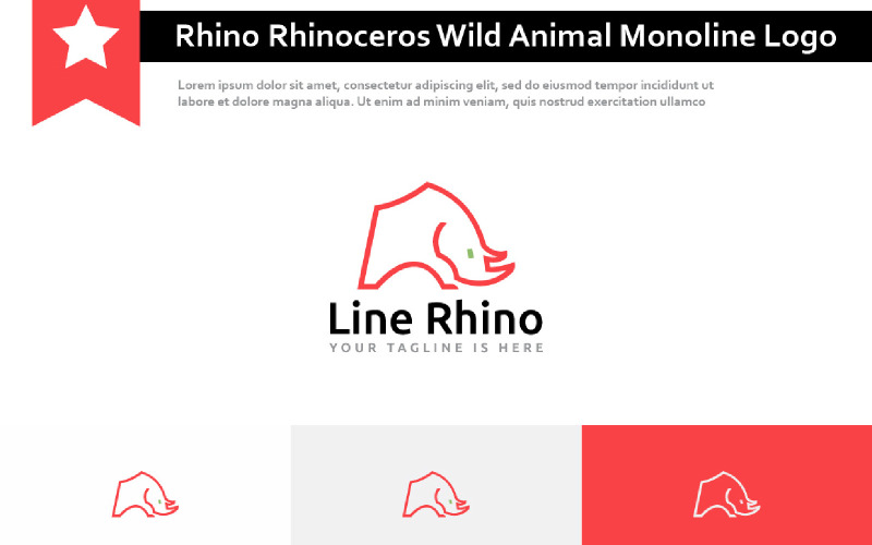 Rhino Rhinoceros Wild Animal Nature Abstract Monoline Logo Logo Template