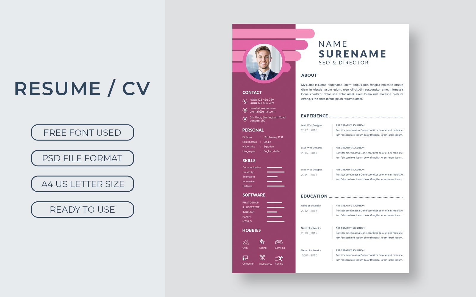 Template #281788 Resume A4 Webdesign Template - Logo template Preview