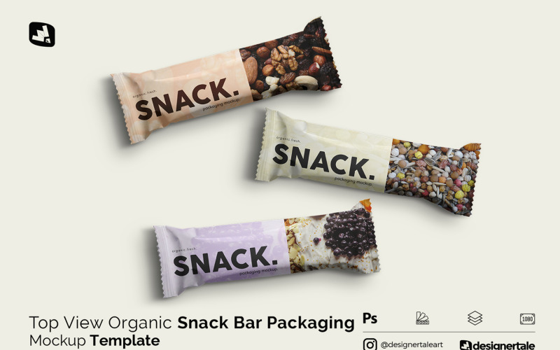 Organic Snack Bar Packaging Mockup Product Mockup