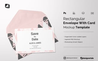 Rectangular Envelope & Card Mockup