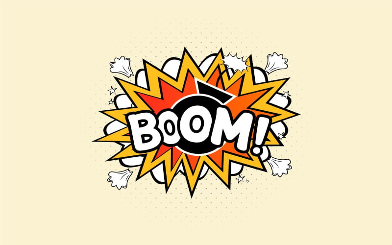 Boom Comic Explosion Design with Clouds Illustration