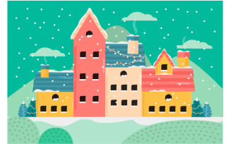 Christmas Village Background Illustration