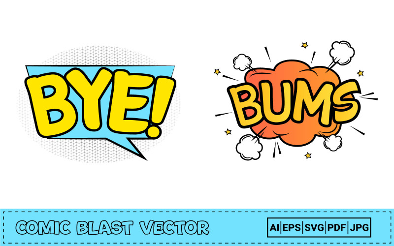 Comic Blast Vector Set with Air Clouds Illustration