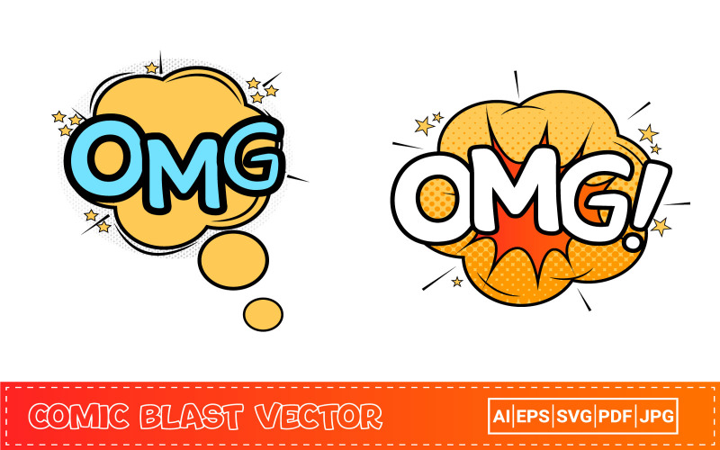 Comic Burst Vector Set with OMG Text Illustration