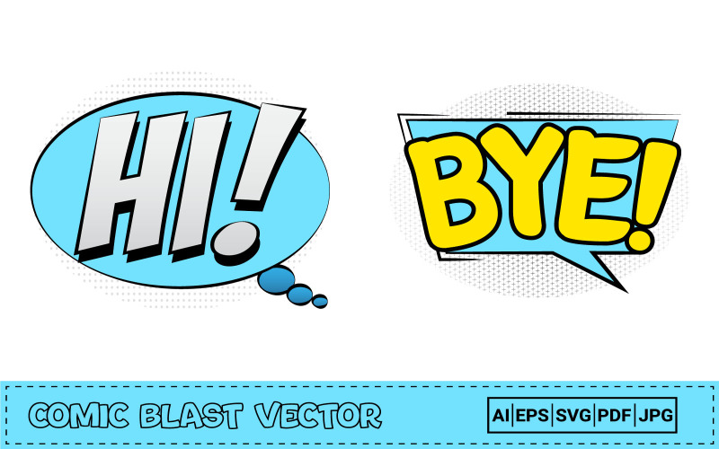 Comic Pop-up Vector with Hi and Bye Text Illustration