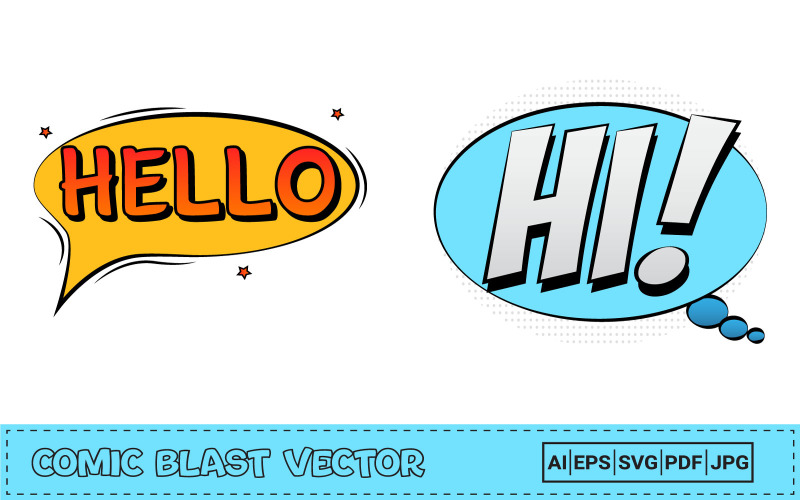Comic Pop-up Vector with Hi, Hello Text Illustration