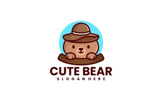 Cute Bear Cartoon Logo Design