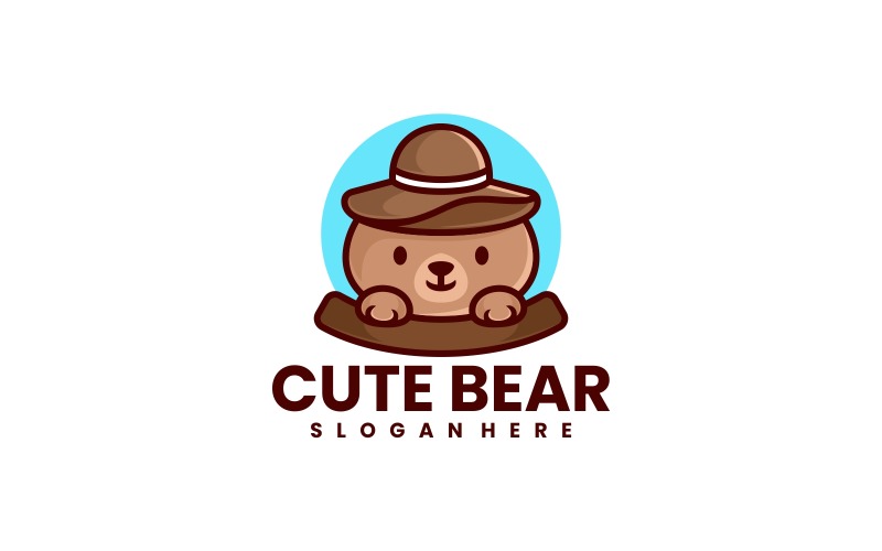 Cute Bear Cartoon Logo Design Logo Template