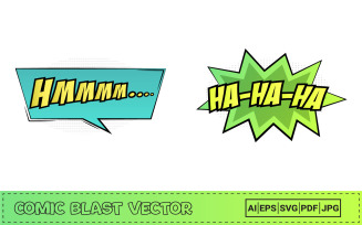 Funny Comic Burst Vector Set with Laugh