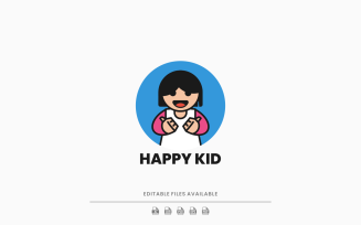 Happy Kid Cartoon Logo Template