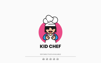 Kid Chef Cartoon Logo Style