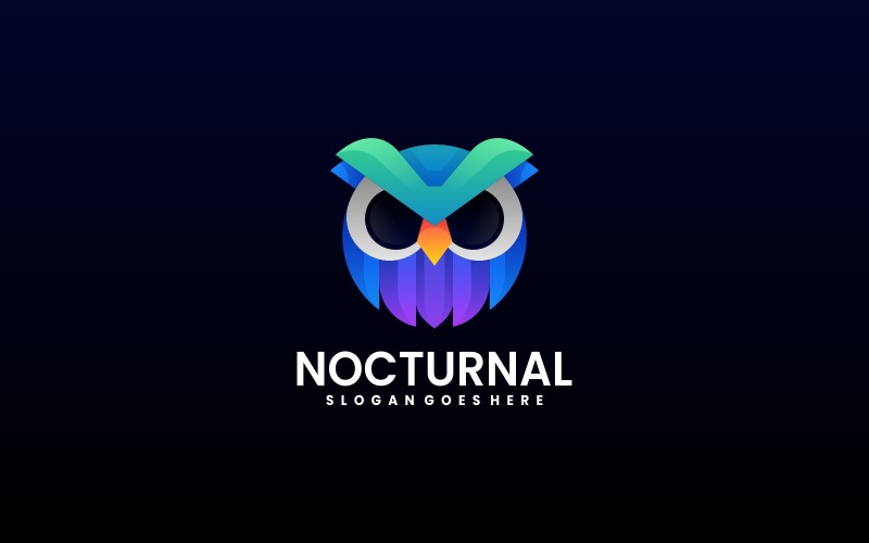 Nocturnal Owl Gradient Logo Design Logo Template