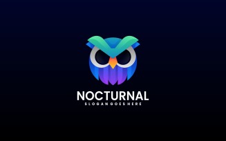 Nocturnal Owl Gradient Logo Design