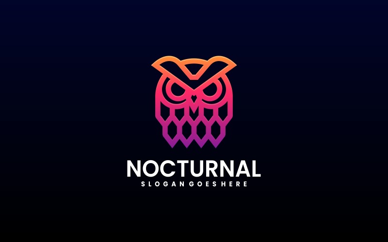 Nocturnal Owl Line Art Logo Logo Template