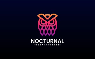Nocturnal Owl Line Art Logo