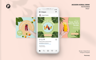Tropical Modern Herbal Drink Promotion Instagram Post
