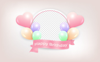 Birthday Photo Frame with Balloon Vector