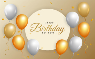Birthday Wish with Golden, White Balloon