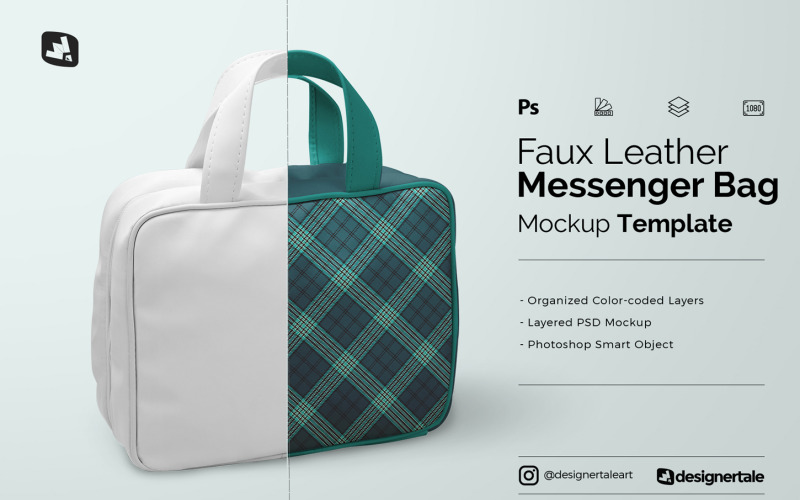 Faux Leather Messenger Bag Mockup Product Mockup