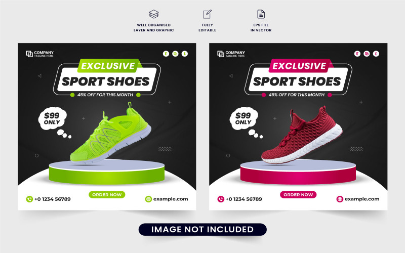 Modern shoe business promotion vector Social Media