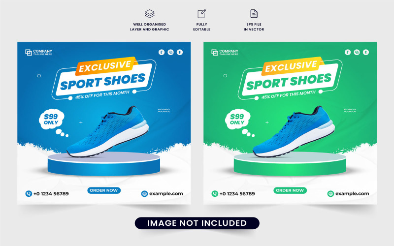 Sports sneaker sale template vector Social Media
