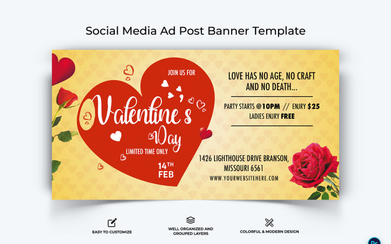 Valentines Day Facebook Ad Banner Design Template-02 Social Media