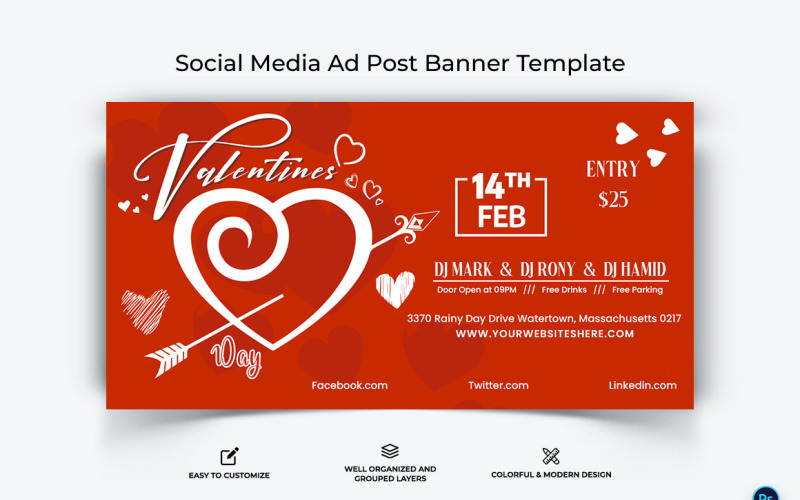 Valentines Day Facebook Ad Banner Design Template-04 Social Media