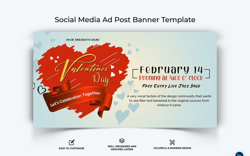 Valentines Day Facebook Ad Banner Design Template-05 Social Media