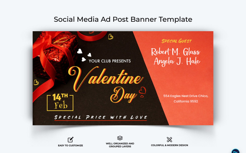 Valentines Day Facebook Ad Banner Design Template-06 Social Media