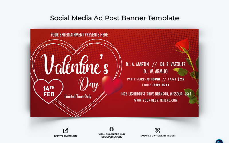 Valentines Day Facebook Ad Banner Design Template-08 Social Media