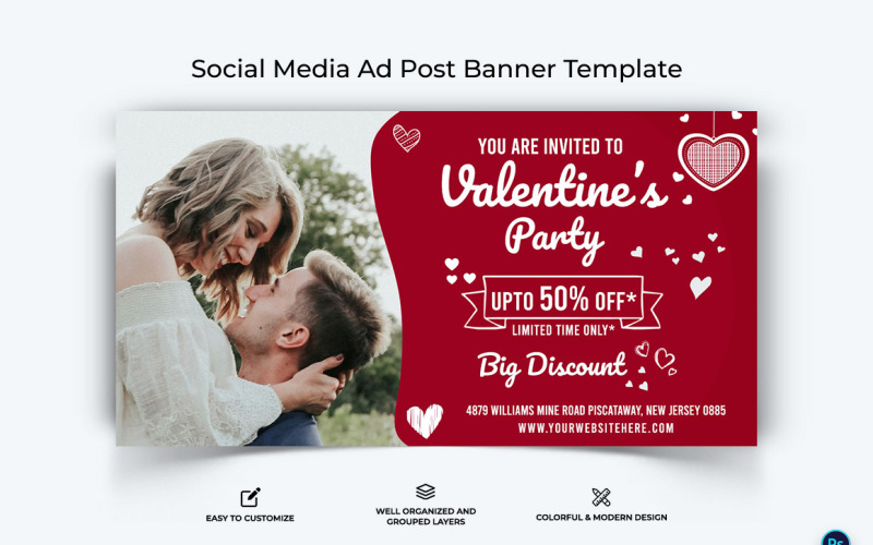 Valentines Day Facebook Ad Banner Design Template-11 Social Media