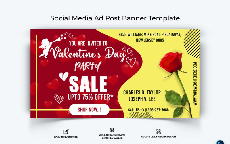 Valentines Day Facebook Ad Banner Design Template-12 Social Media