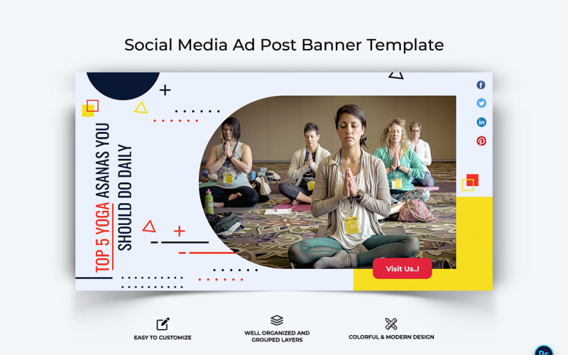 Yoga and Meditation Facebook Ad Banner Design Template-10 Social Media