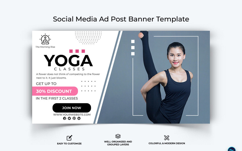 Yoga and Meditation Facebook Ad Banner Design Template-19 Social Media