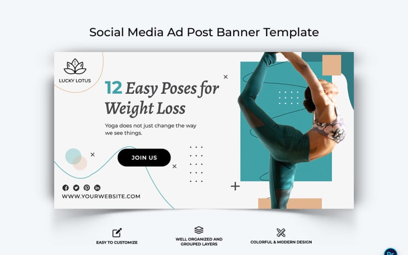 Yoga and Meditation Facebook Ad Banner Design Template-25 Social Media