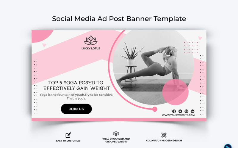 Yoga and Meditation Facebook Ad Banner Design Template-27 Social Media