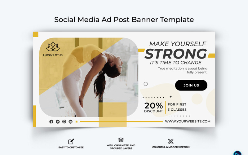 Yoga and Meditation Facebook Ad Banner Design Template-29 Social Media