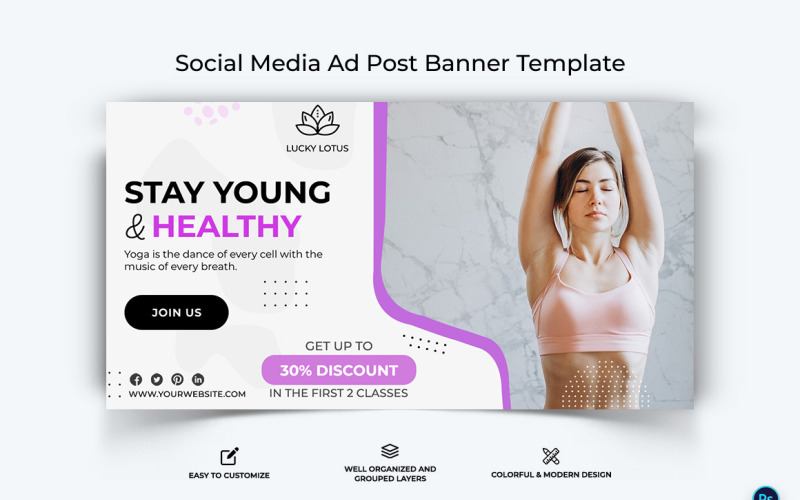 Yoga and Meditation Facebook Ad Banner Design Template-31 Social Media
