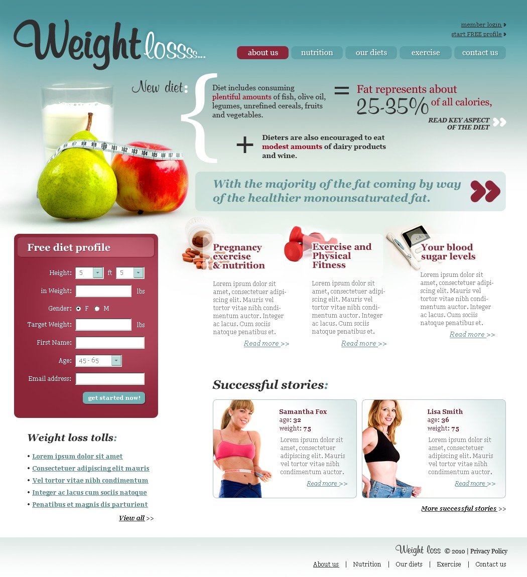 Weight Loss Website Template #28219