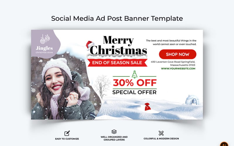 Christmas Offers Facebook Ad Banner Design-14 Social Media