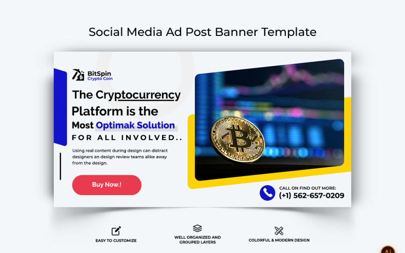 Cryptocurrency Facebook Ad Banner Design-16 Social Media