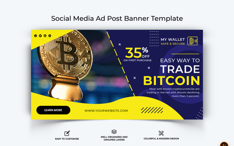 Cryptocurrency Facebook Ad Banner Design-26 Social Media